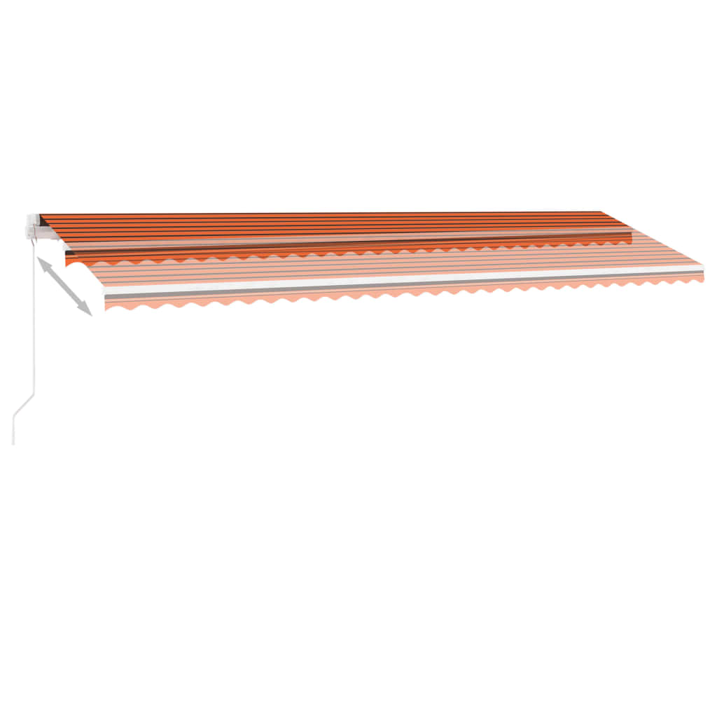 Ručně zatahovací markýza s LED světlem 600x350 cm oranžovohnědá