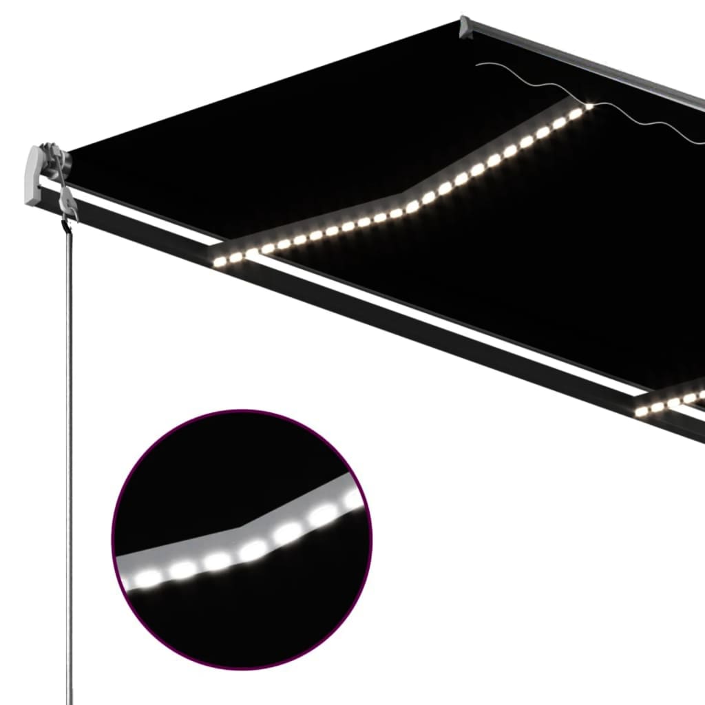 Ručně zatahovací markýza s LED světlem 300 x 250 cm antracitová