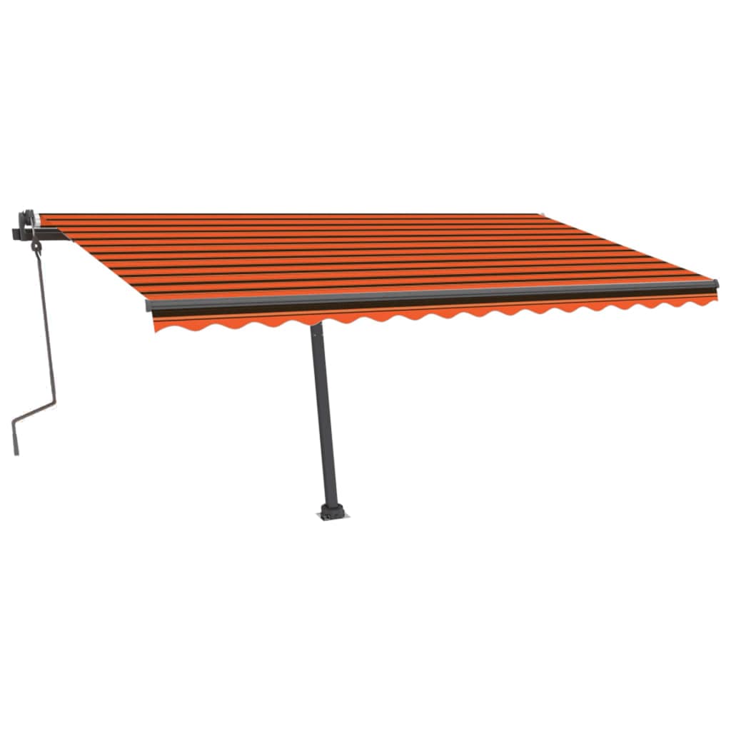 Ručně zatahovací markýza s LED světlem 400x300 cm oranžovohnědá