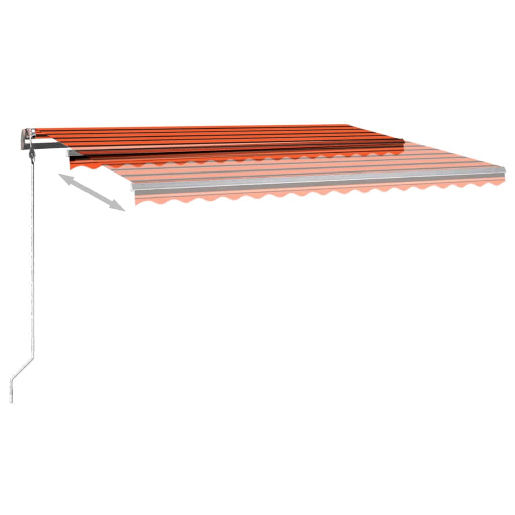 Ručně zatahovací markýza s LED světlem 400x300 cm oranžovohnědá