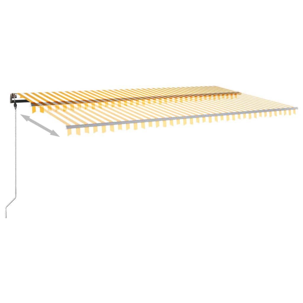 Ručně zatahovací markýza s LED světlem 600 x 300 cm žlutobílá