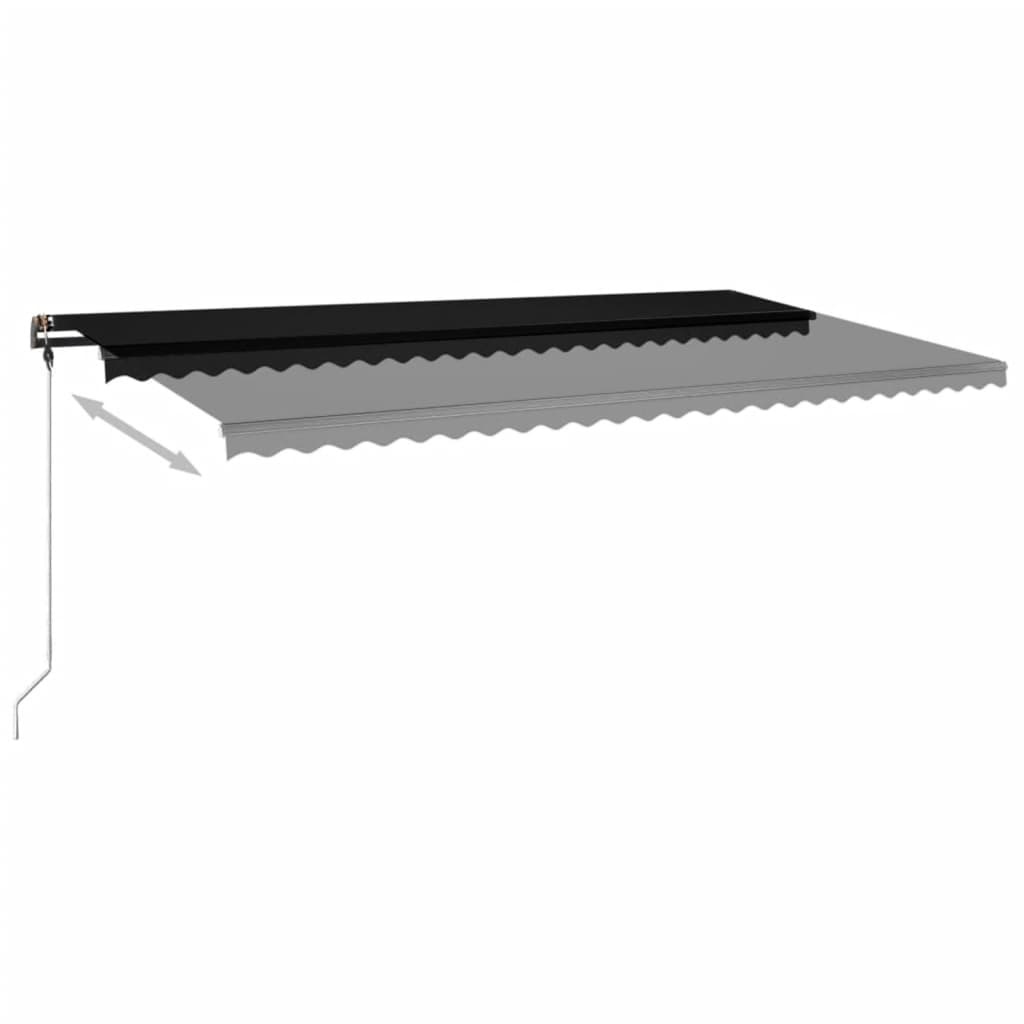 Ručně zatahovací markýza s LED světlem 600 x 300 cm antracitová