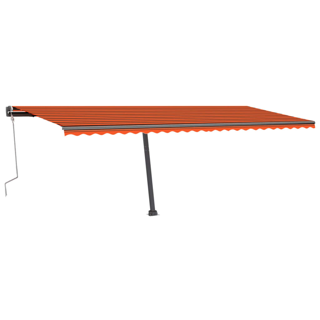 Ručně zatahovací markýza s LED světlem 600x300 cm oranžovohnědá