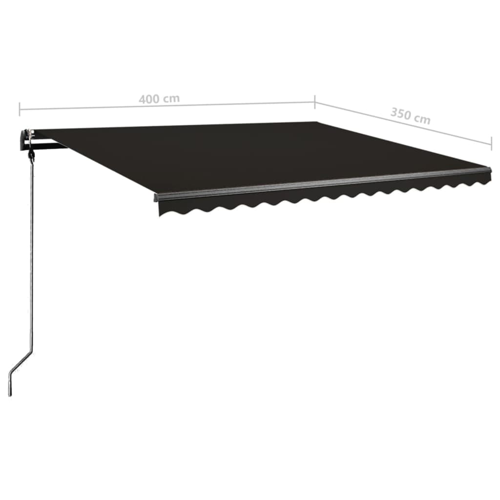 Ručně zatahovací markýza s LED světlem 400 x 350 cm antracitová