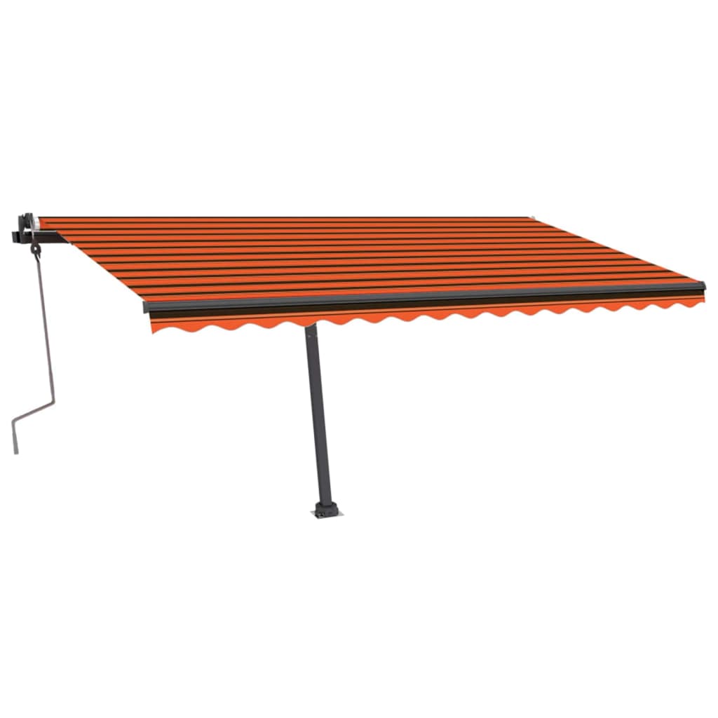 Ručně zatahovací markýza s LED světlem 400x350 cm oranžovohnědá