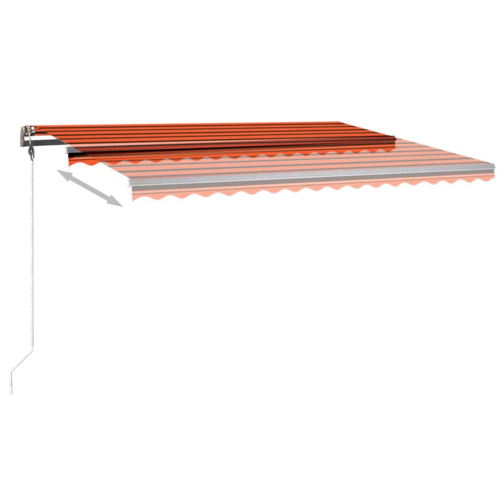 Ručně zatahovací markýza s LED světlem 400x350 cm oranžovohnědá