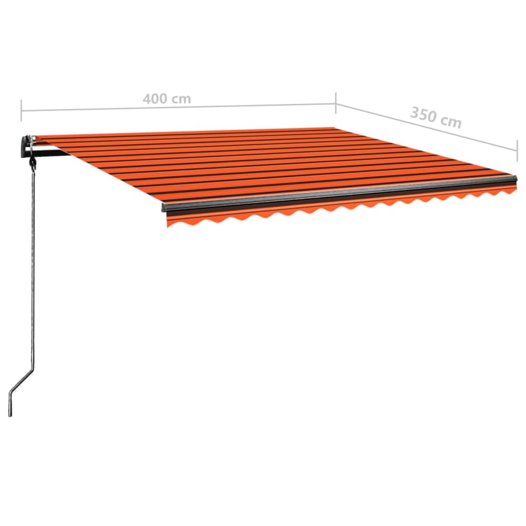 Ručně zatahovací markýza s LED světlem 400x350 cm oranžovohnědá