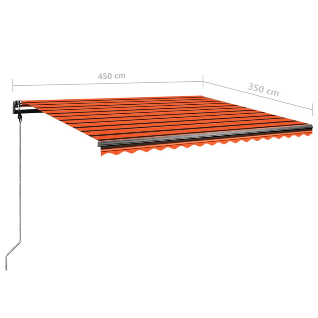 Ručně zatahovací markýza s LED světlem 450x350 cm oranžovohnědá