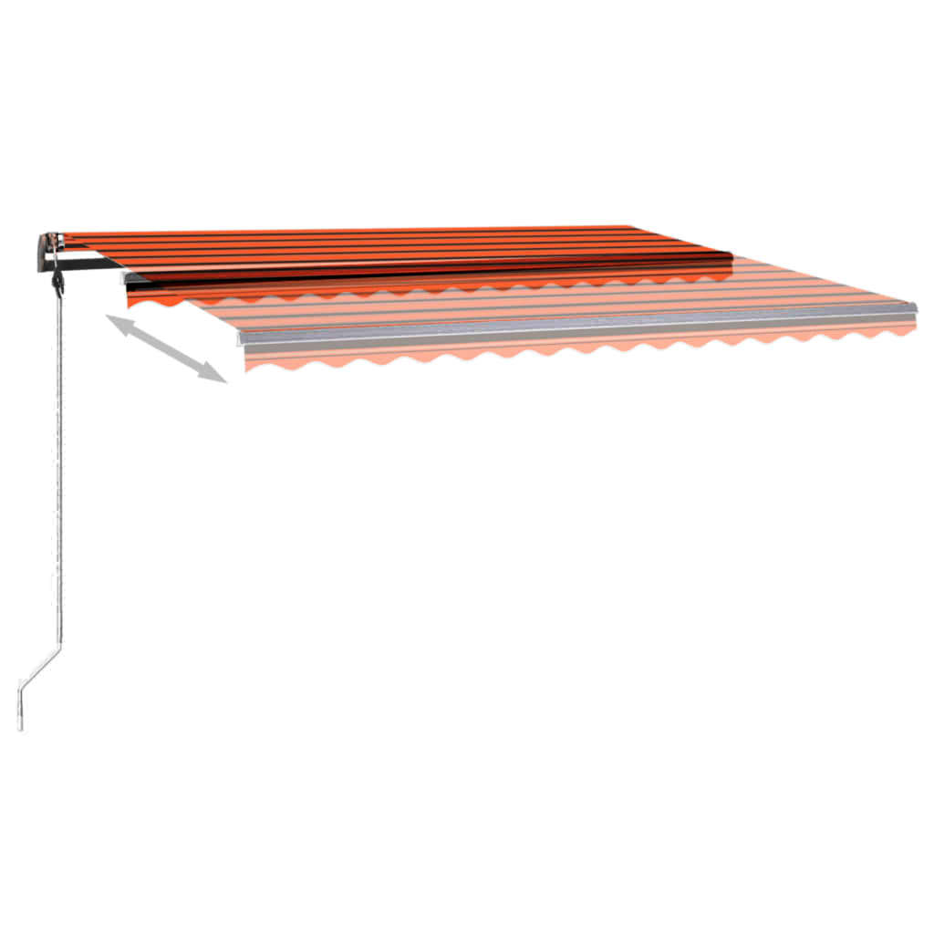 Ručně zatahovací markýza s LED světlem 450x350 cm oranžovohnědá