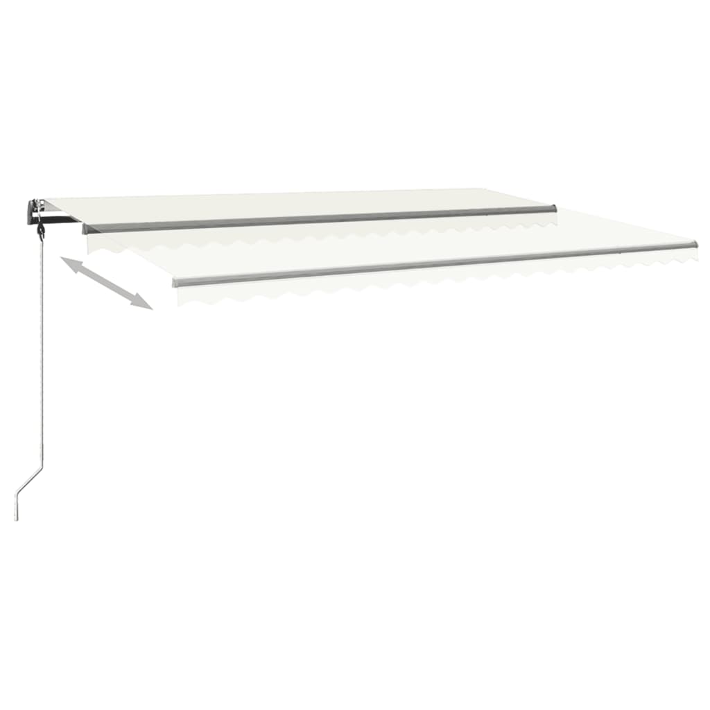 Ručně zatahovací markýza s LED světlem 500 x 350 cm krémová