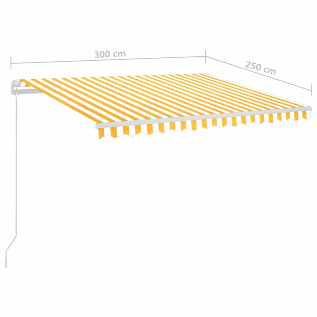 Automatická markýza LED a senzor větru 3 x 2,5 m žlutobílá