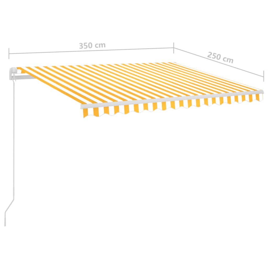 Automatická markýza LED a senzor větru 3,5 x 2,5 m žlutobílá