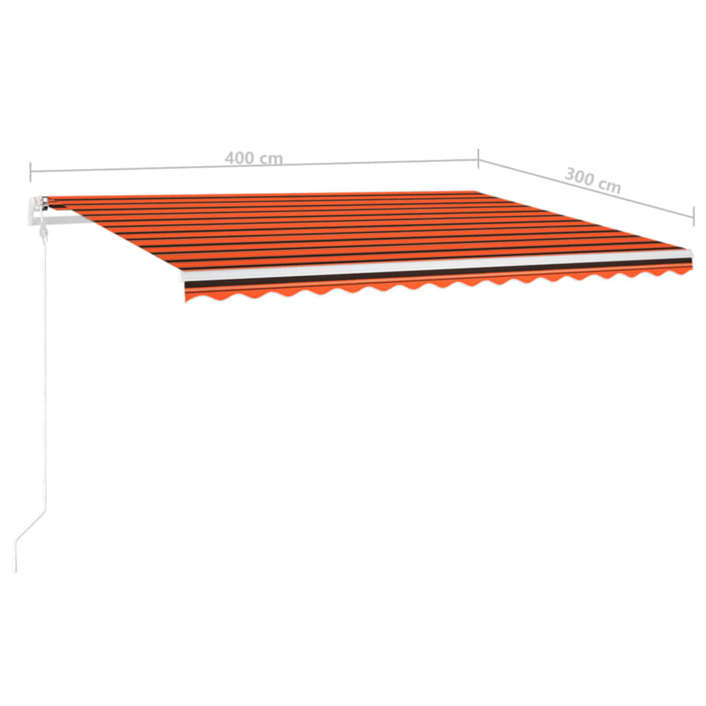 Ručně zatahovací markýza s LED světlem 4 x 3 m oranžovo-hnědá