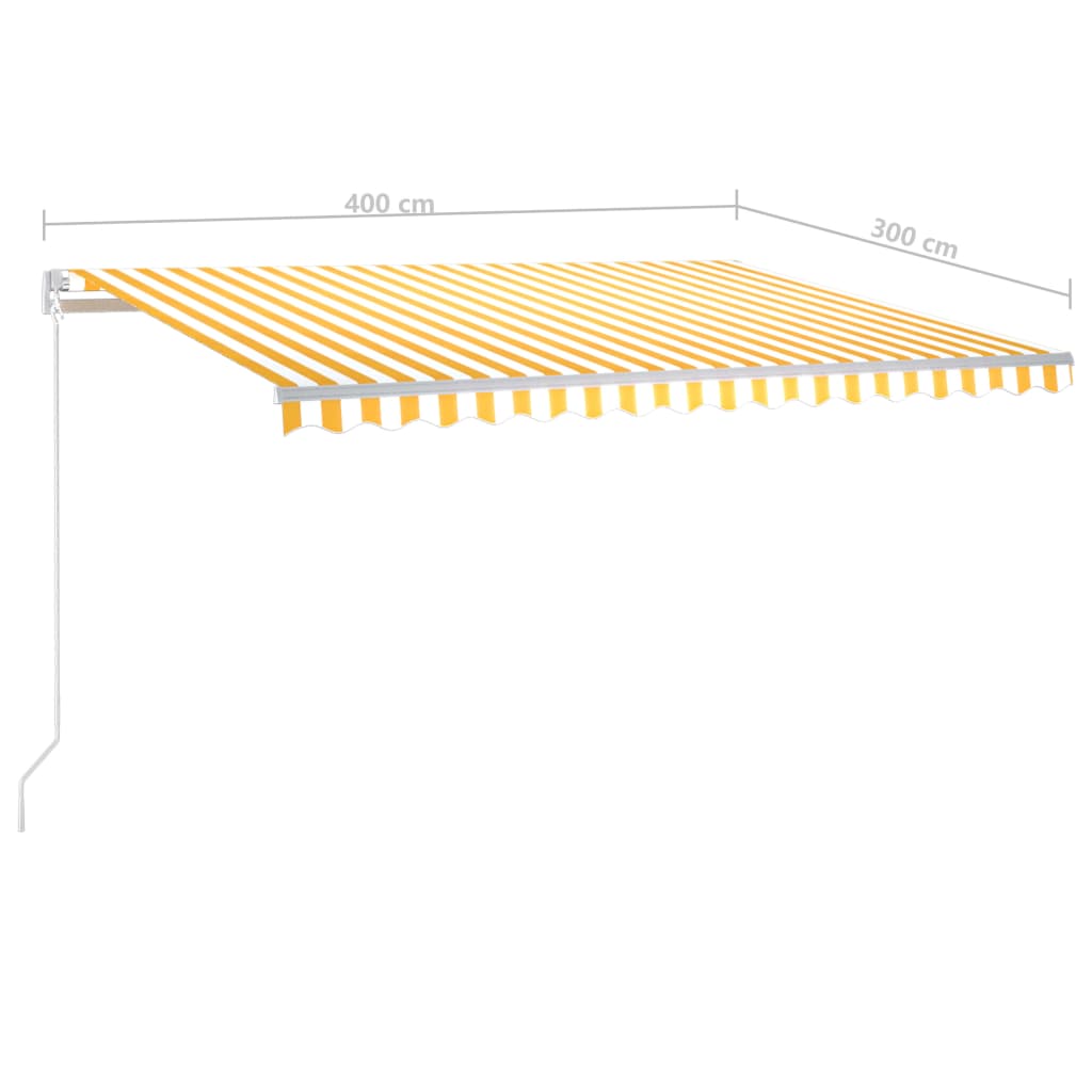 Automatická zatahovací markýza se sloupky 4 x 3 m žlutobílá