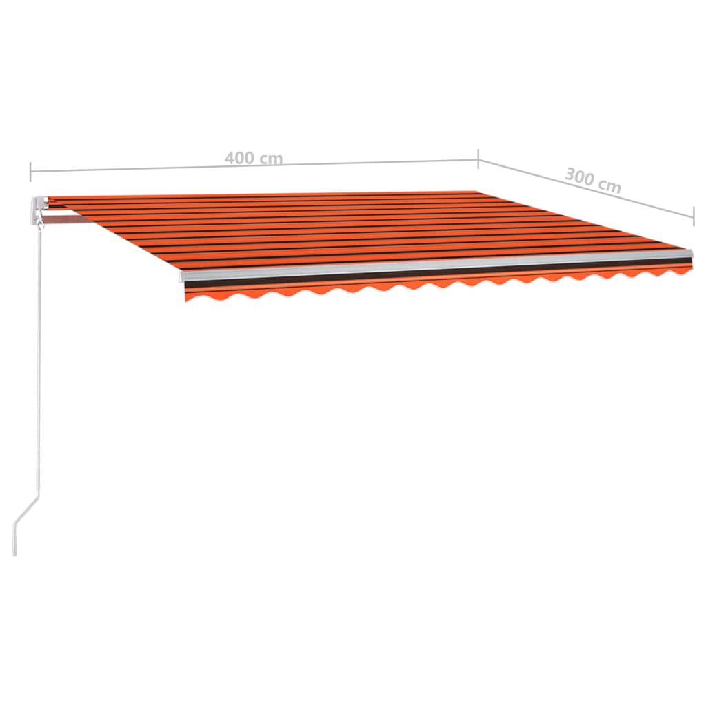 Automatická zatahovací markýza se sloupky 4 x 3 m oranžovohnědá