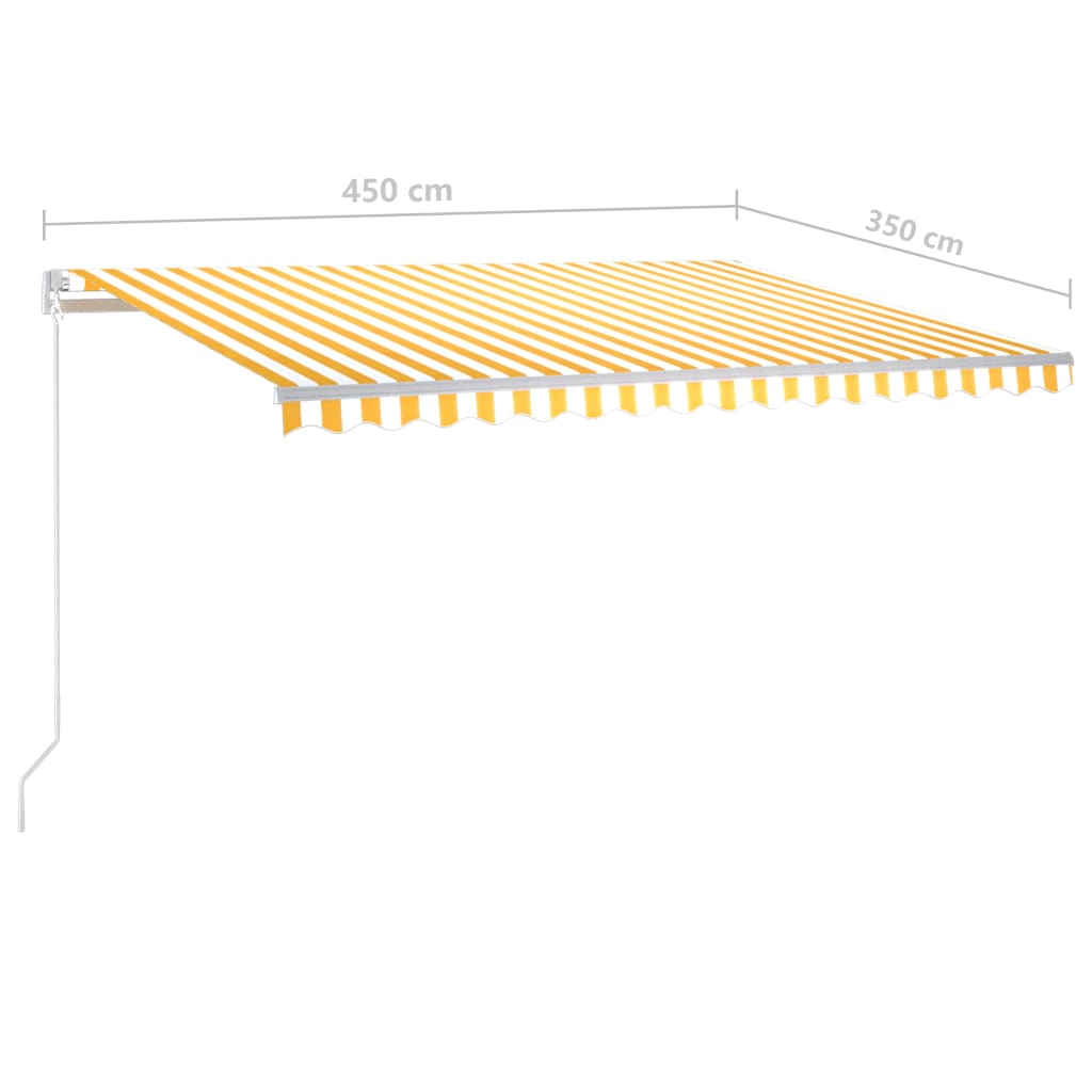 Ručně zatahovací markýza s LED světlem 4,5 x 3,5 m žlutobílá