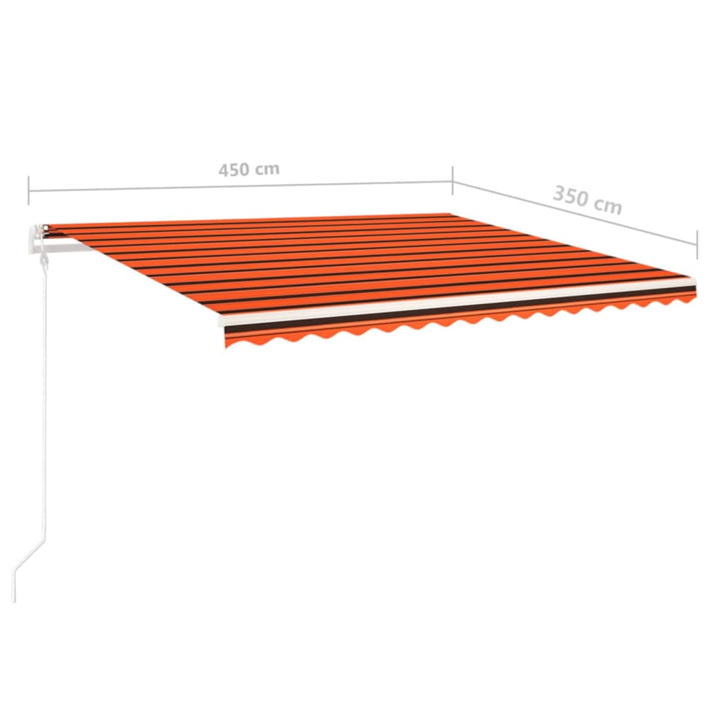 Ručně zatahovací markýza s LED světlem 4,5x3,5 m oranžovo-hnědá