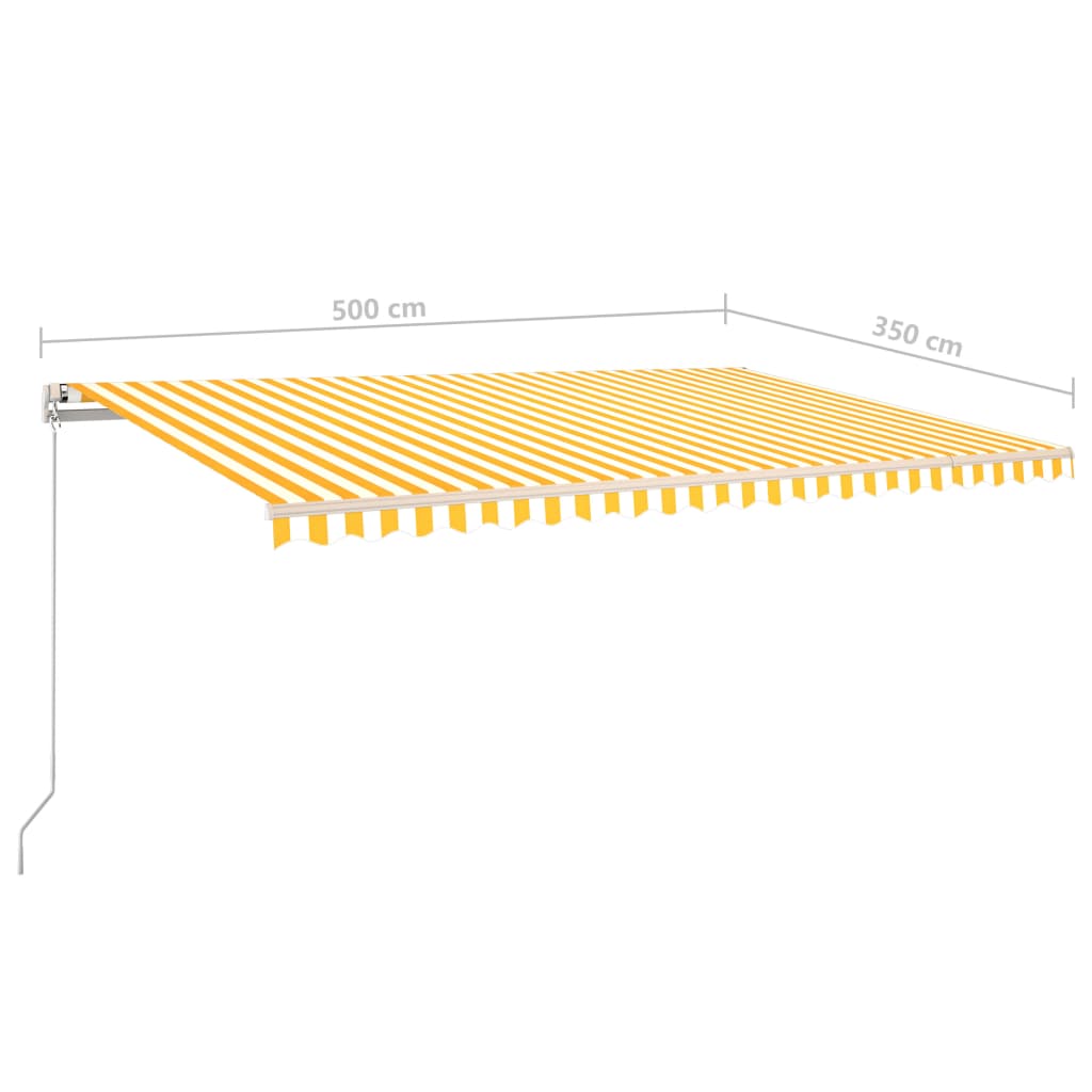 Ručně zatahovací markýza s LED světlem 5 x 3,5 m žlutobílá