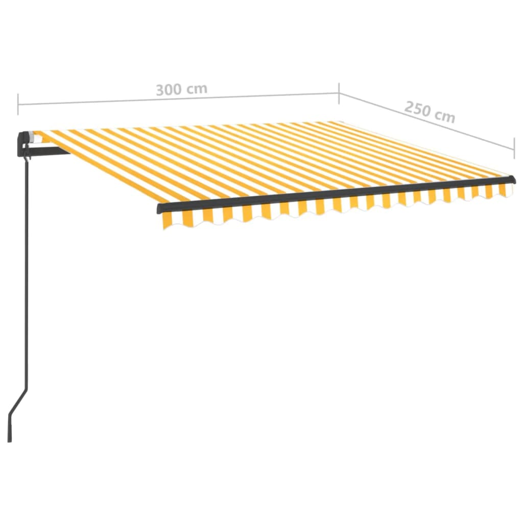 Ručně zatahovací markýza s LED světlem 3 x 2,5 m žlutobílá