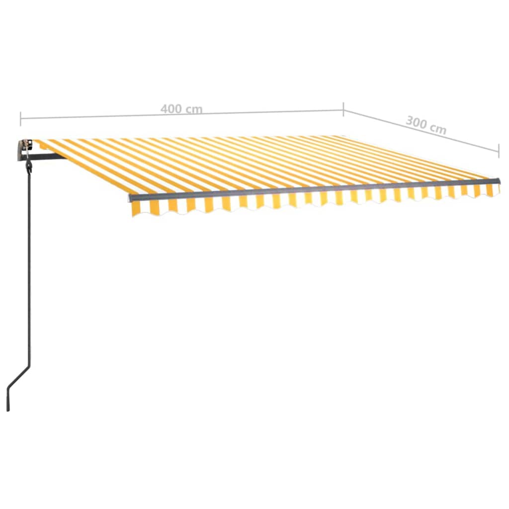 Ručně zatahovací markýza s LED světlem 4 x 3 m žlutobílá