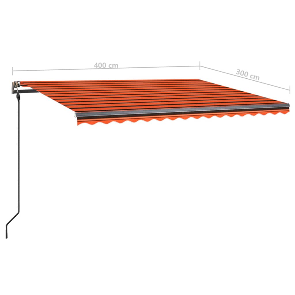 Ručně zatahovací markýza s LED světlem 4 x 3 m oranžovo-hnědá