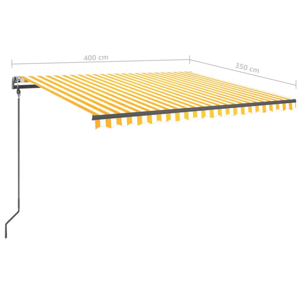 Ručně zatahovací markýza se sloupky 4 x 3,5 m žlutobílá