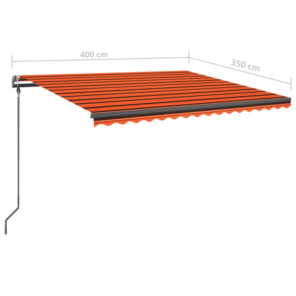 Ručně zatahovací markýza se sloupky 4 x 3,5 m oranžovo-hnědá