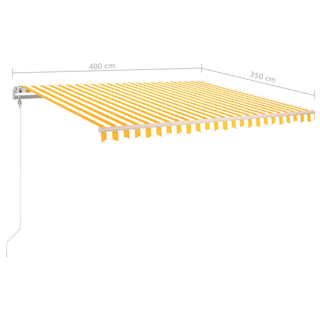 Ručně zatahovací markýza s LED světlem 4 x 3,5 m žlutobílá