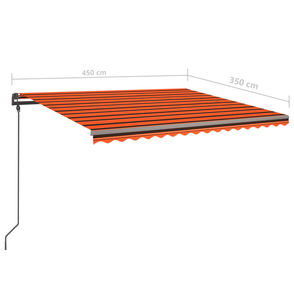 Ručně zatahovací markýza se sloupky 4,5 x 3,5 m oranžovo-hnědá