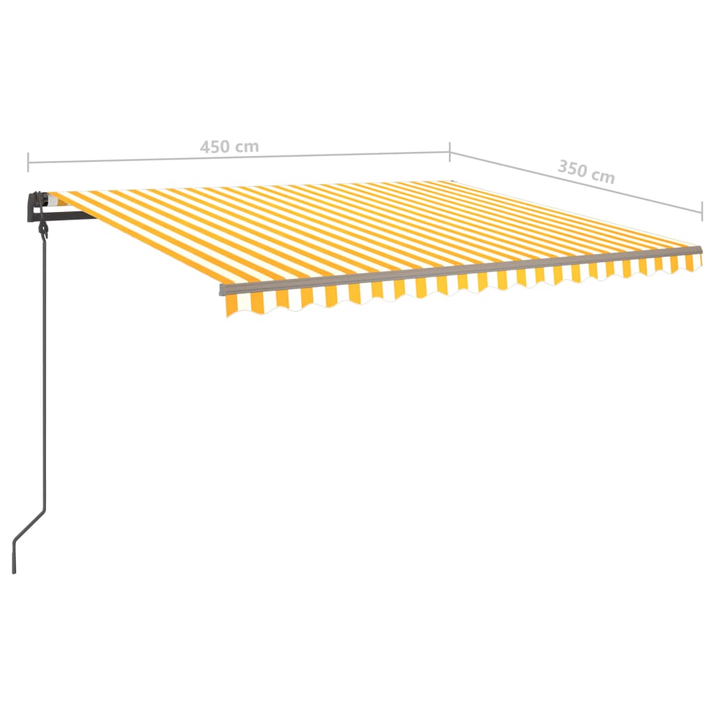 Ručně zatahovací markýza s LED světlem 4,5 x 3,5 m žlutobílá