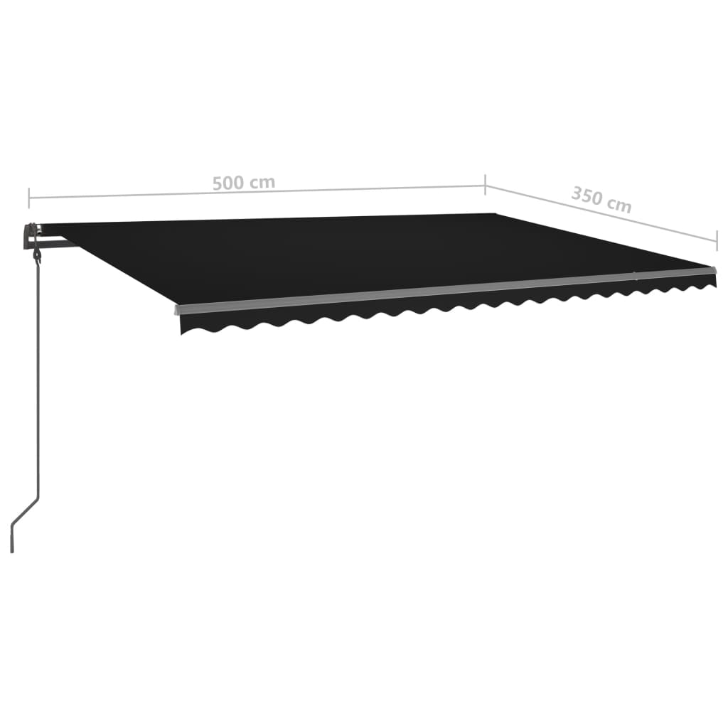 Automatická zatahovací markýza se sloupky 5 x 3,5 m antracitová