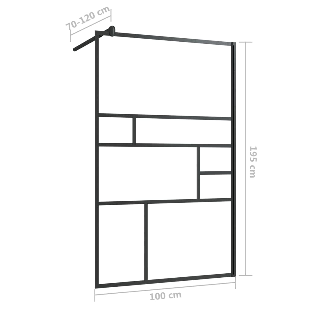 Zástěna do průchozí sprchy čiré ESG sklo 100 x 195 cm černá