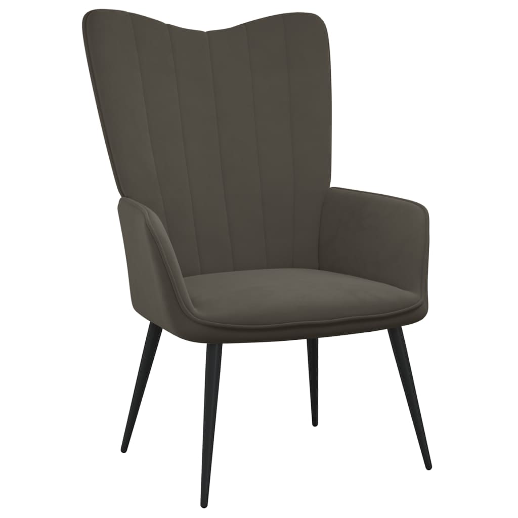 Relaxační křeslo se stoličkou tmavě šedé samet