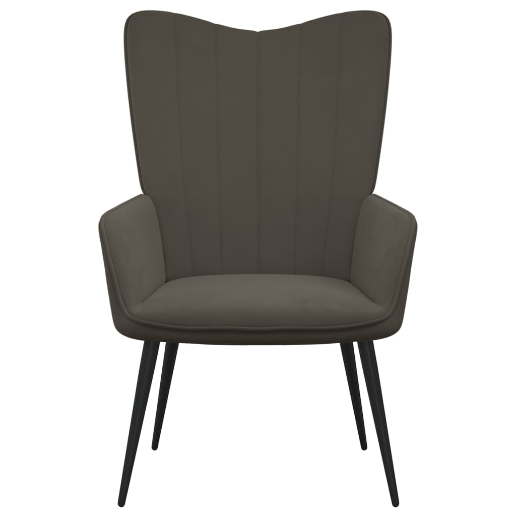 Relaxační křeslo se stoličkou tmavě šedé samet