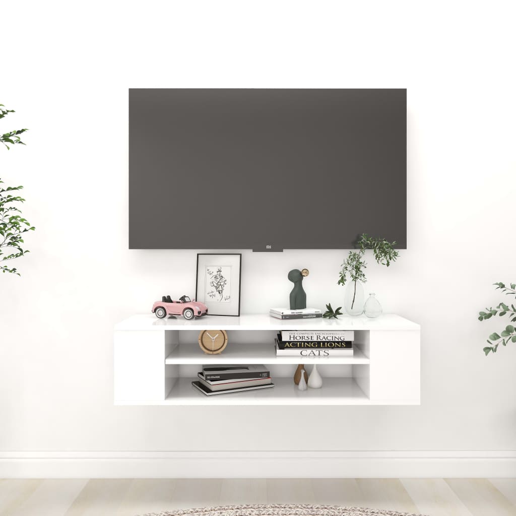 Závěsná TV skříňka bílá 100 x 30 x 26,5 cm dřevotříska