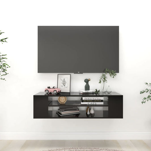 Závěsná TV skříňka černá 100 x 30 x 26,5 cm dřevotříska