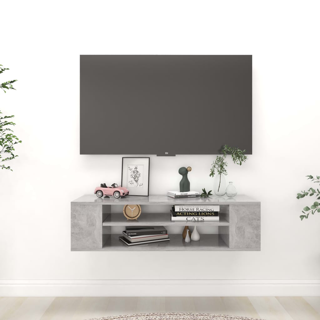 Závěsná TV skříňka betonově šedá 100 x 30 x 26,5 cm dřevotříska