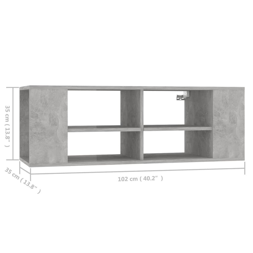 Nástěnná TV skříňka betonově šedá 102 x 35 x 35 cm dřevotříska