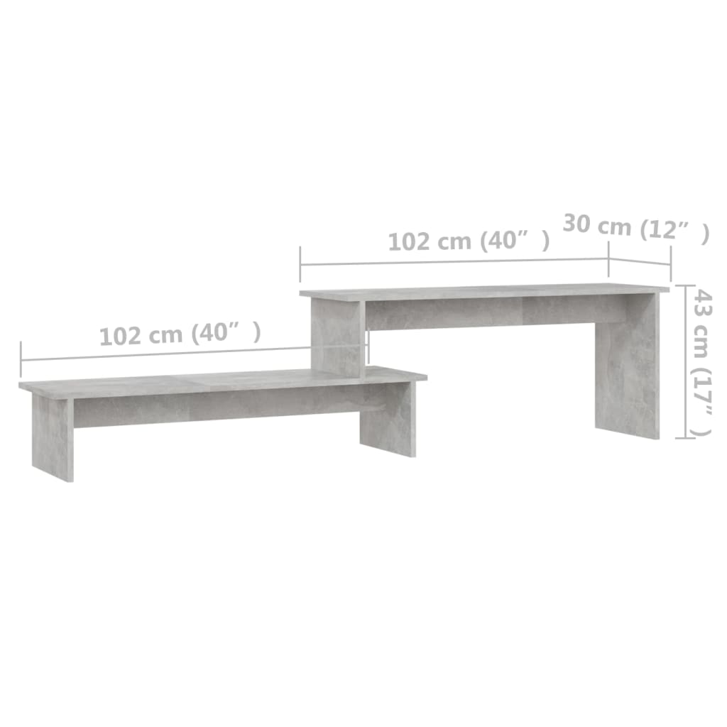 TV stolek betonově šedý 180 x 30 x 43 cm dřevotříska