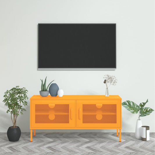 TV skříňka hořčicově žlutá 105 x 35 x 50 cm ocel