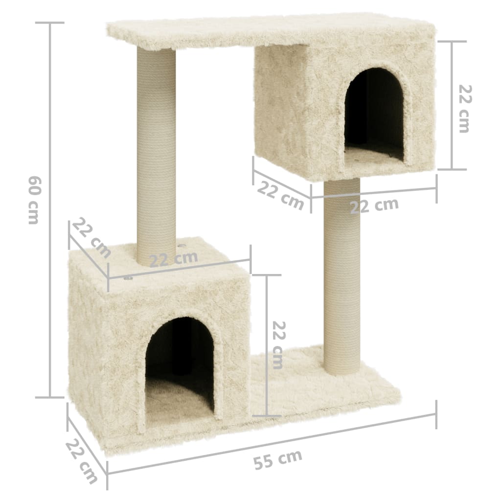 Škrabadlo pro kočky se sisalovými sloupky krémové 60 cm