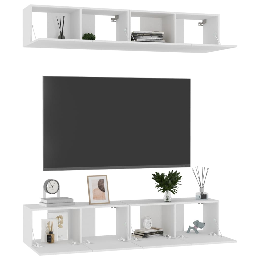 TV skříňky 4 ks bílé 80 x 30 x 30 cm kompozitní dřevo