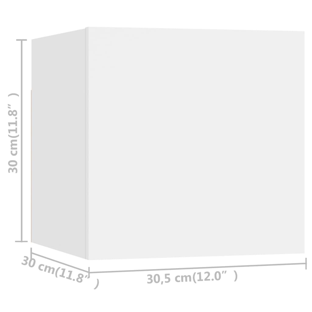 Nástěnné TV skříňky 8 ks bílé 30,5 x 30 x 30 cm