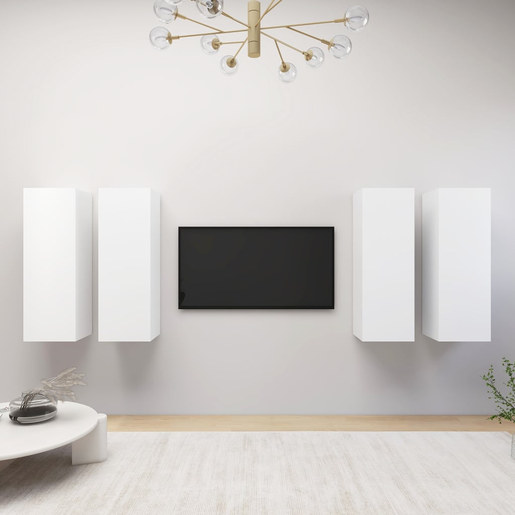 TV skříňky 4 ks bílé 30,5 x 30 x 90 cm kompozitní dřevo