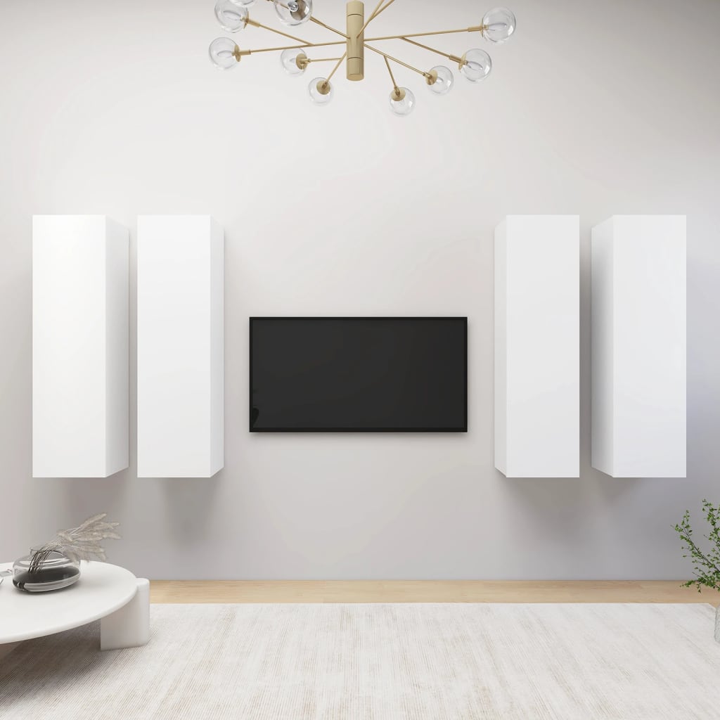 TV skříňky 4 ks bílé 30,5 x 30 x 110 cm kompozitní dřevo