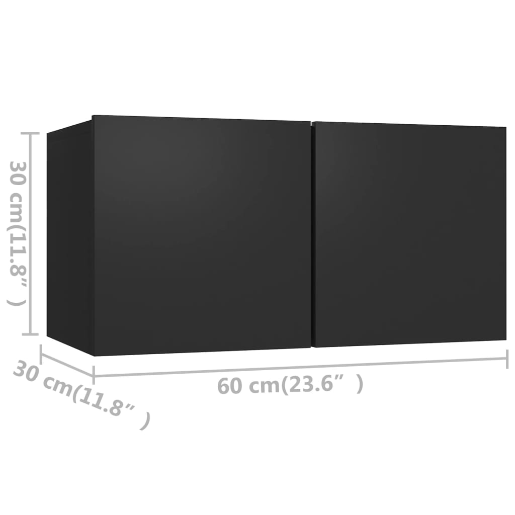 TV skříňky 4 ks černé 60 x 30 x 30 cm kompozitní dřevo