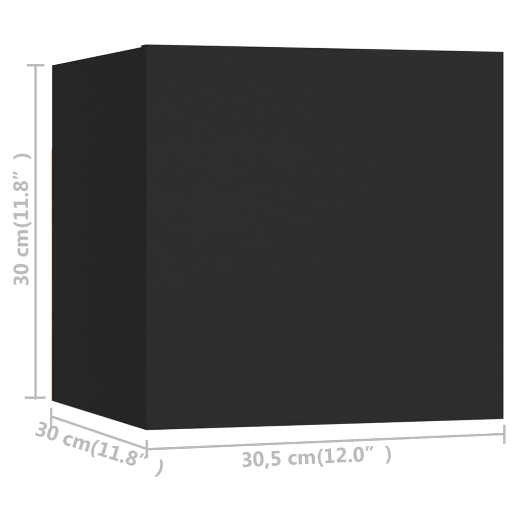 Nástěnné TV skříňky 8 ks černé 30,5 x 30 x 30 cm