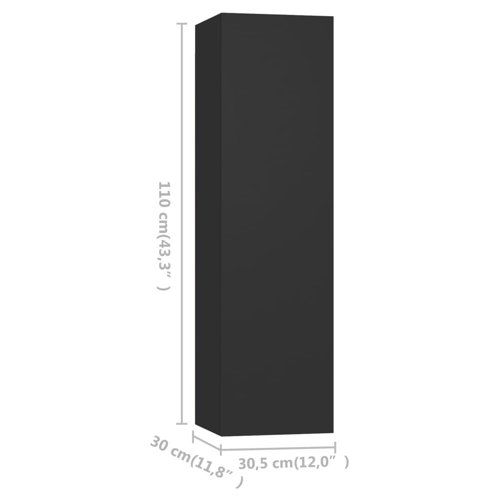 TV stolky 4 ks černé 30,5 x 30 x 110 cm dřevotříska