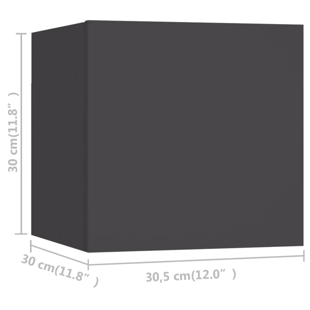 Nástěnné TV skříňky 8 ks šedé 30,5 x 30 x 30 cm