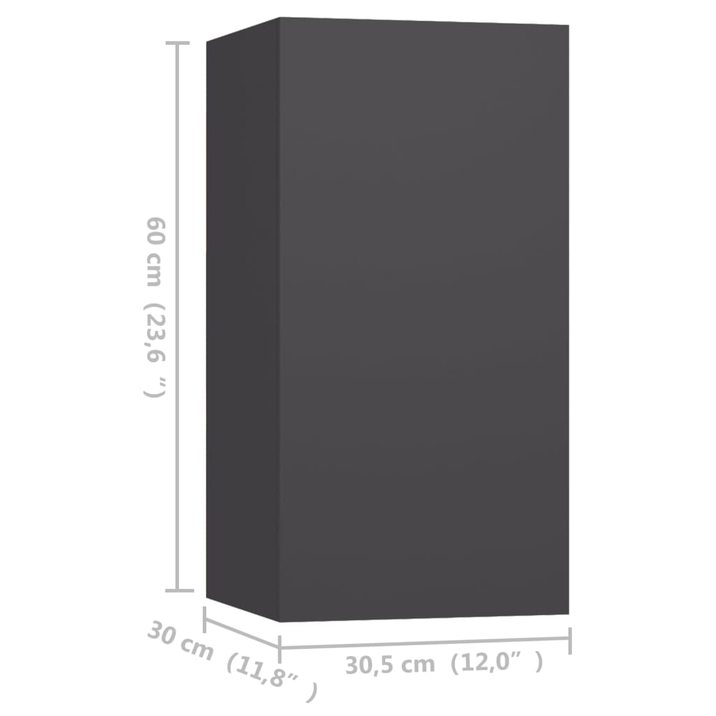 TV skříňky 4 ks šedé 30,5 x 30 x 60 cm kompozitní dřevo